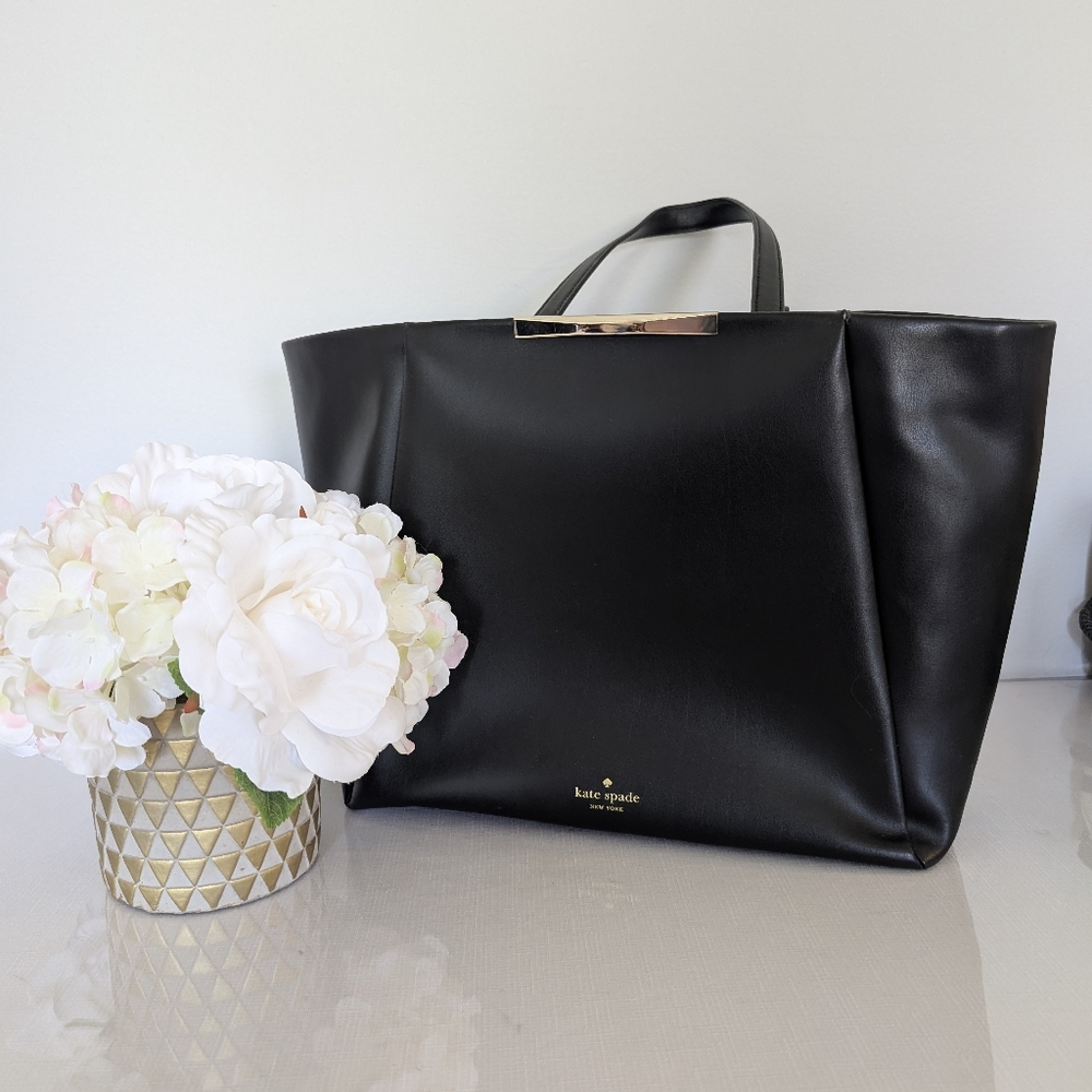 Kate Spade | Lenora Camden Way | Black Leather Tote Bag